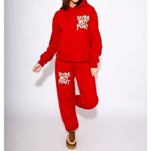 NEW POPPY & PINE better not pout sweatpant in red